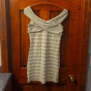 Abercrombie & Fitch Mini Dress Size Medium Gray w/white stripes